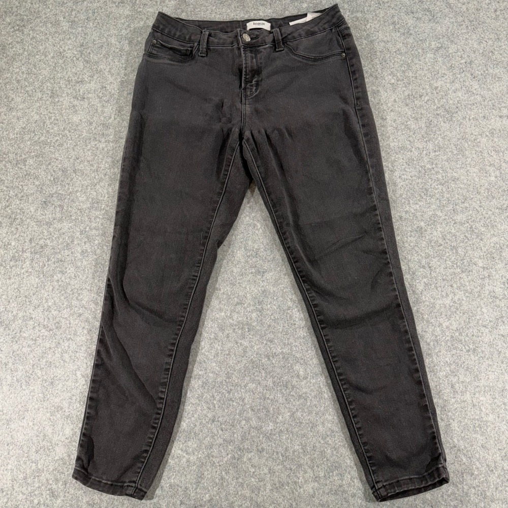 Kensie Jeans Womens 8/29 Effortless Ankle Mid Rise Skinny Faded‎ Black Stretch